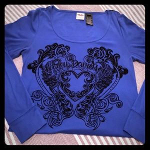 HD Cobalt Blue Embellished Long Sleeve Shirt